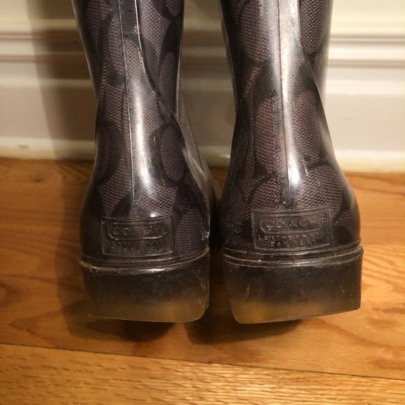 Coach Monogrammed Clear Grey Rainboots - Picture 5 of 14